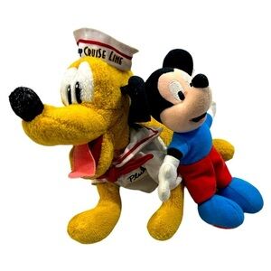 Disney cruise line Pluto beanie and vintage Mattel Mickey Mouse plush